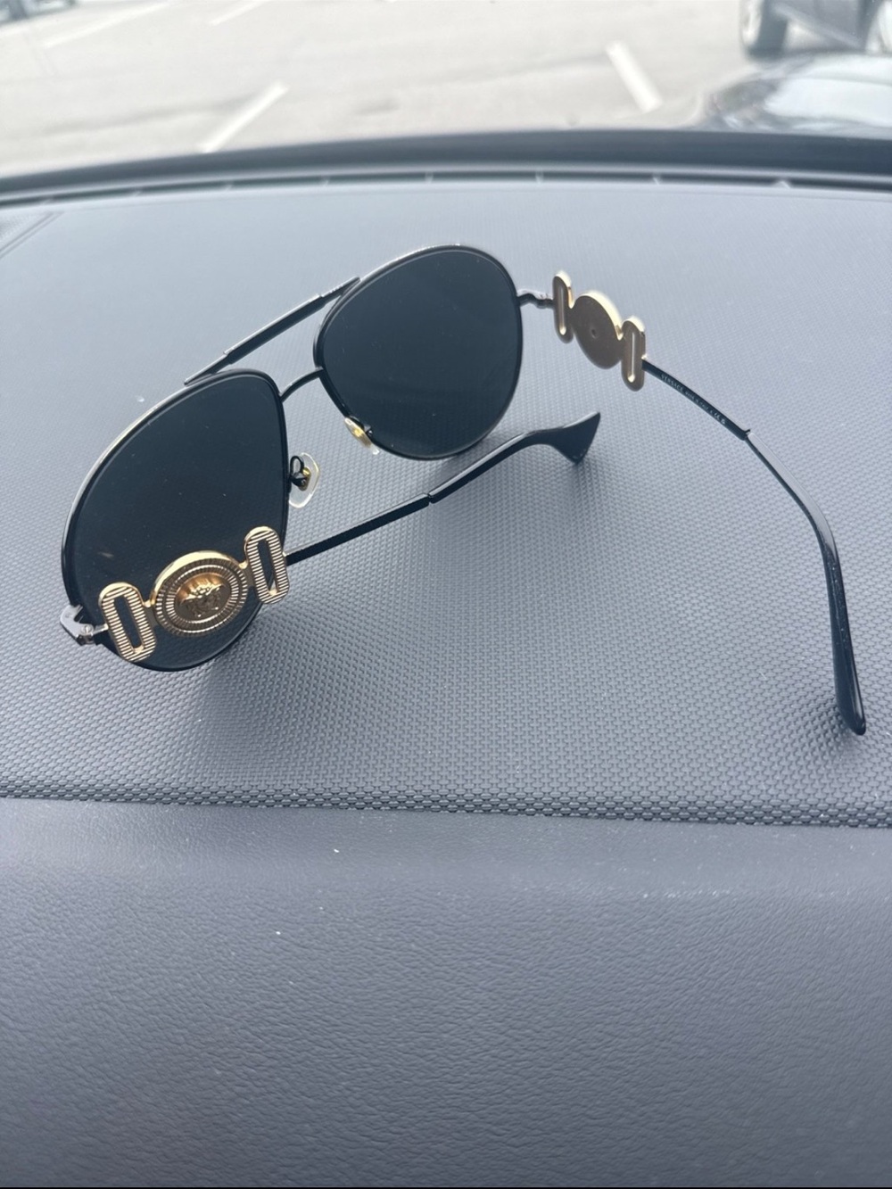 Versace Black and Gold Aviator Sunglasses